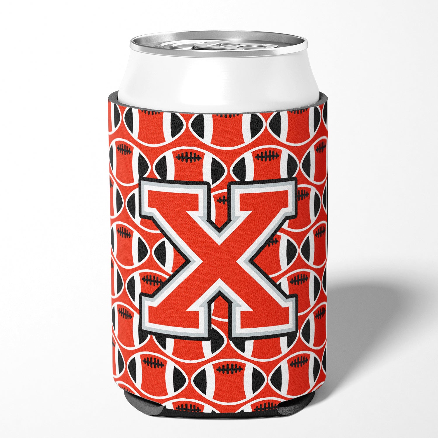 Letter X Football Scarlet and Grey Can or Bottle Hugger CJ1067-XCC