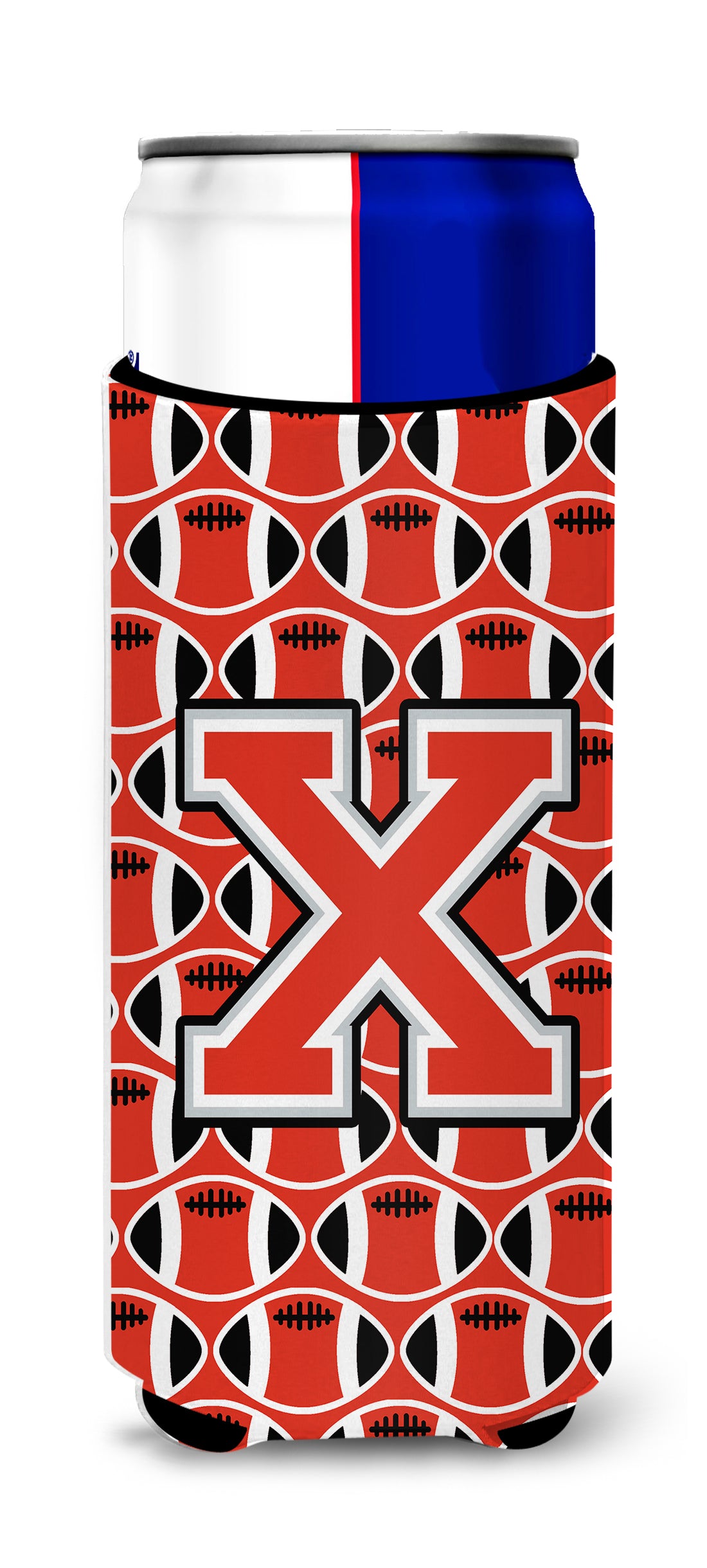 Letter X Football Scarlet and Grey Ultra Beverage Insulators for slim cans CJ1067-XMUK
