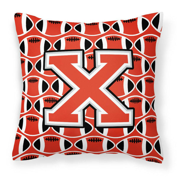 Letter X Football Scarlet and Grey Fabric Decorative Pillow CJ1067-XPW1414 by Caroline's Treasures