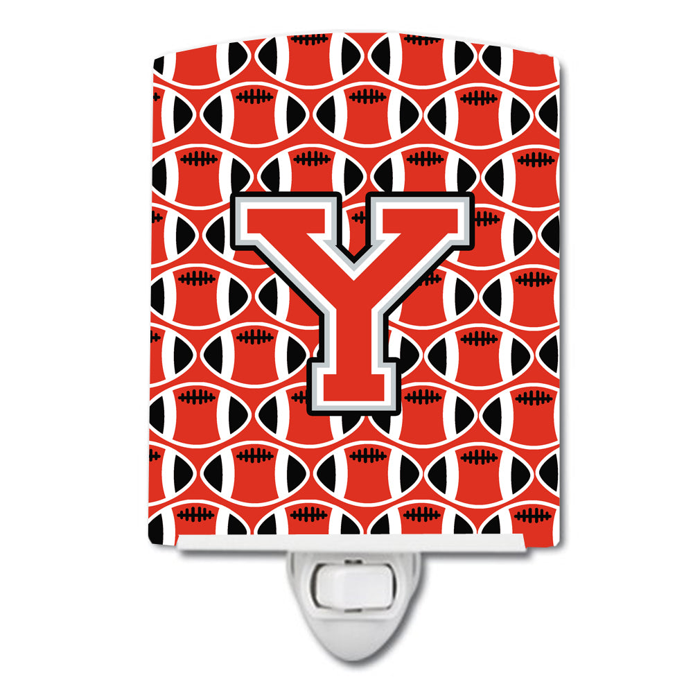 Letter Y Football Scarlet and Grey Ceramic Night Light CJ1067-YCNL - the-store.com