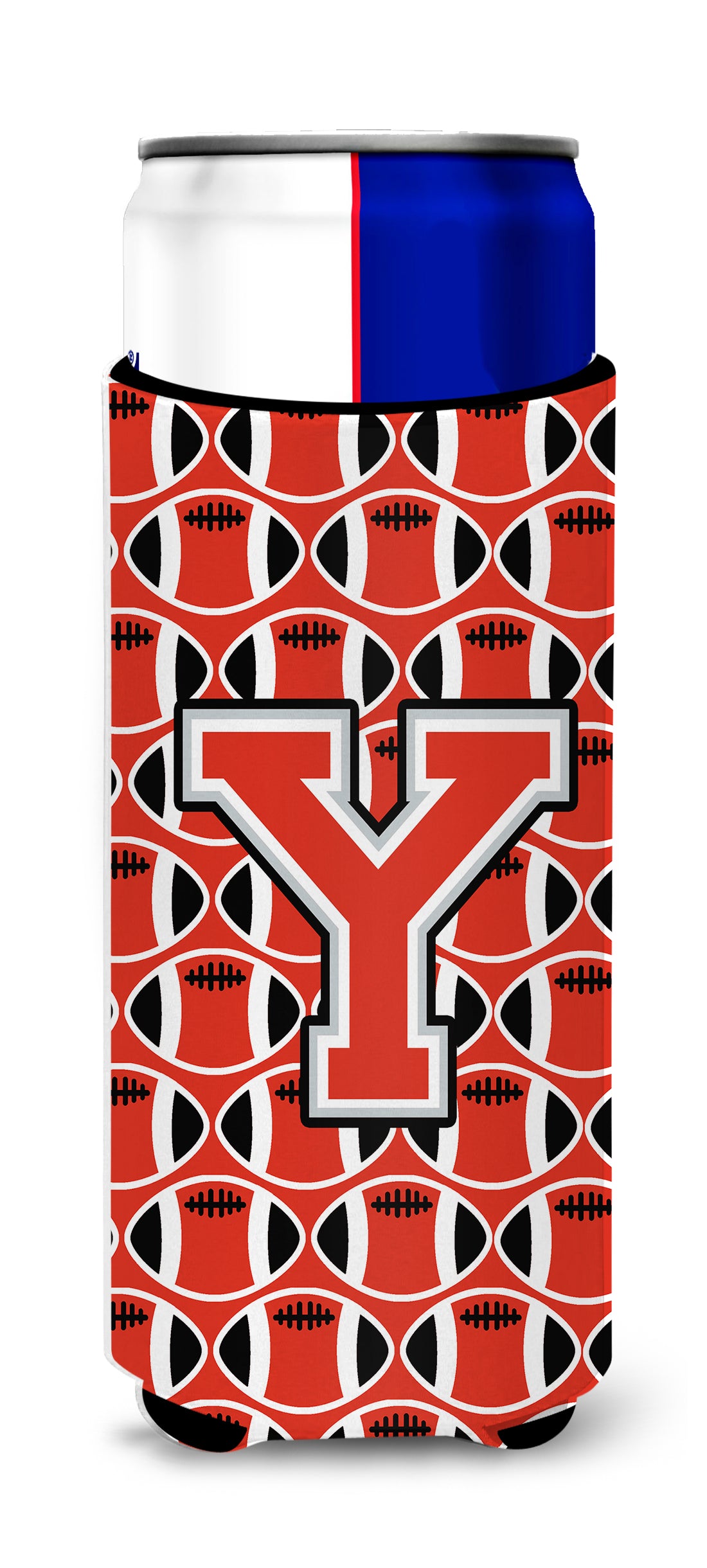 Letter Y Football Scarlet and Grey Ultra Beverage Insulators for slim cans CJ1067-YMUK
