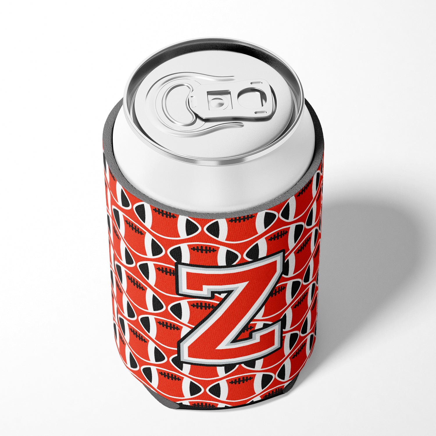 Letter Z Football Scarlet and Grey Can or Bottle Hugger CJ1067-ZCC.