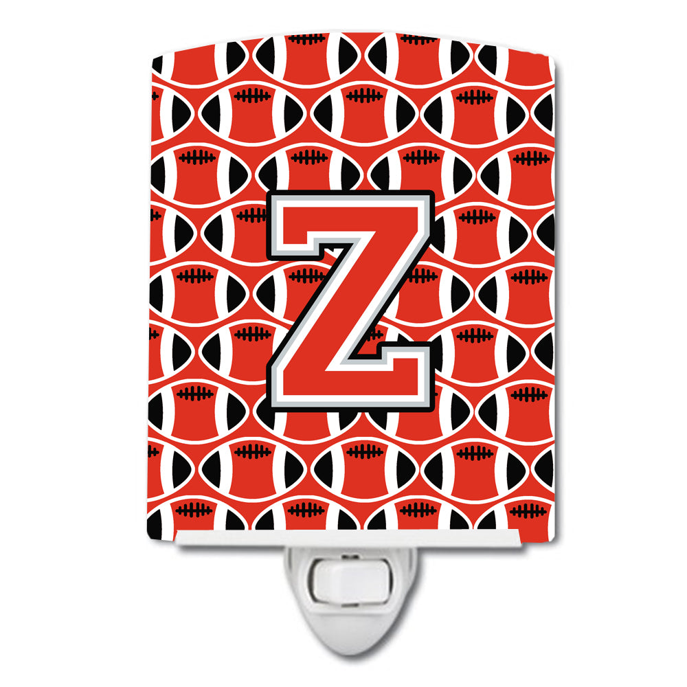 Letter Z Football Scarlet and Grey Ceramic Night Light CJ1067-ZCNL - the-store.com
