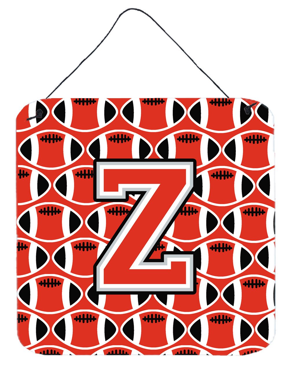 Letter Z Football Scarlet and Grey Wall or Door Hanging Prints CJ1067-ZDS66 by Caroline's Treasures