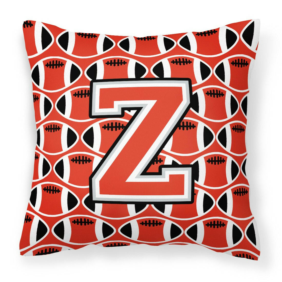 Letter Z Football Scarlet and Grey Fabric Decorative Pillow CJ1067-ZPW1414 by Caroline&#39;s Treasures