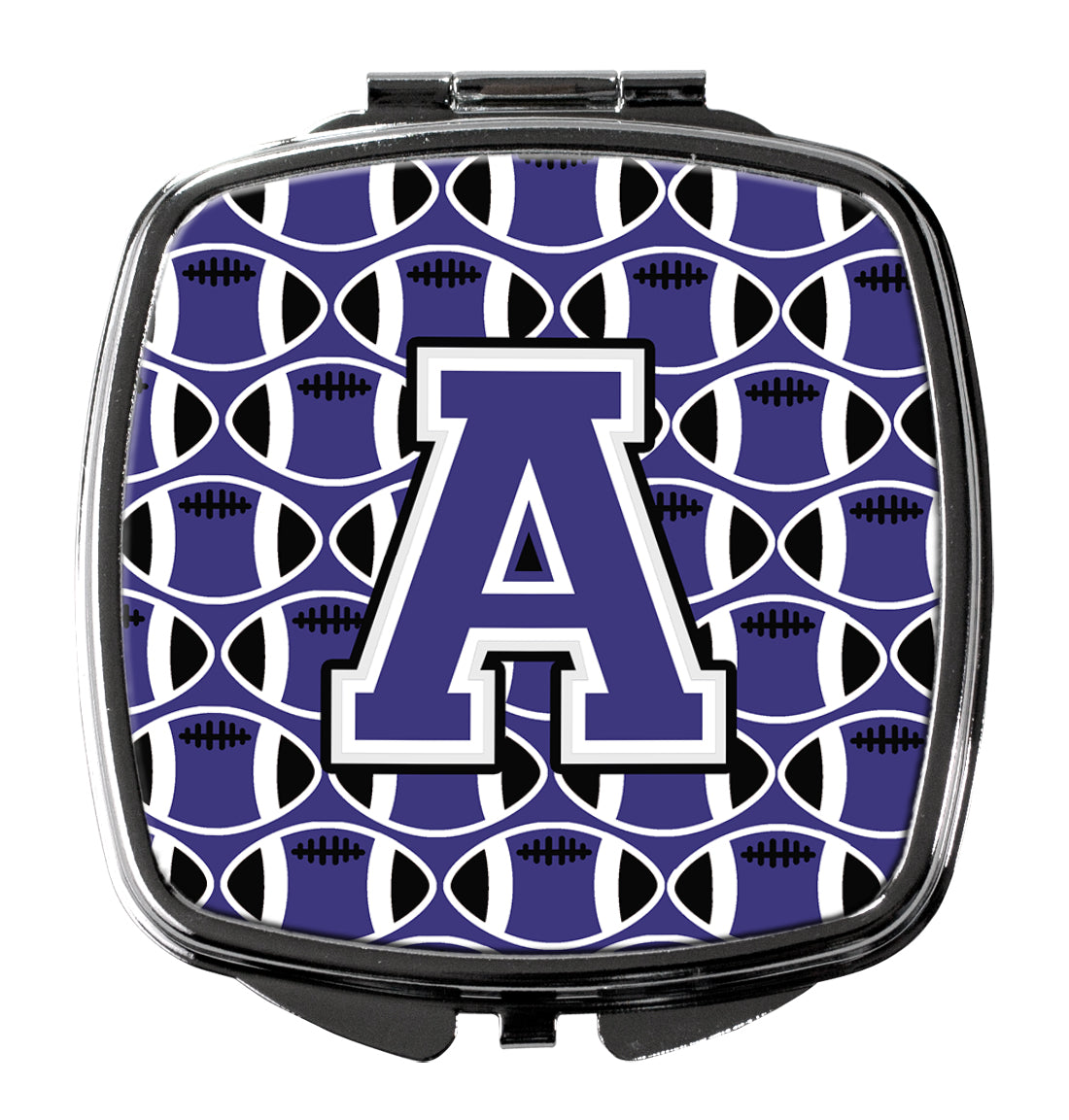 Letter A Football Purple and White Compact Mirror CJ1068-ASCM