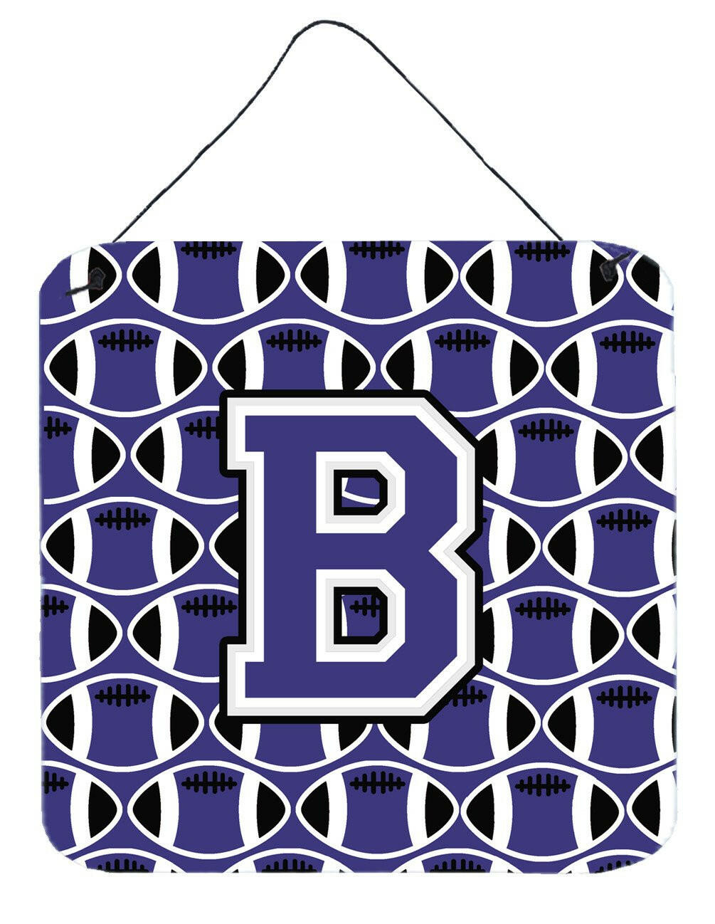 Letter B Football Purple and White Wall or Door Hanging Prints CJ1068-BDS66 by Caroline's Treasures