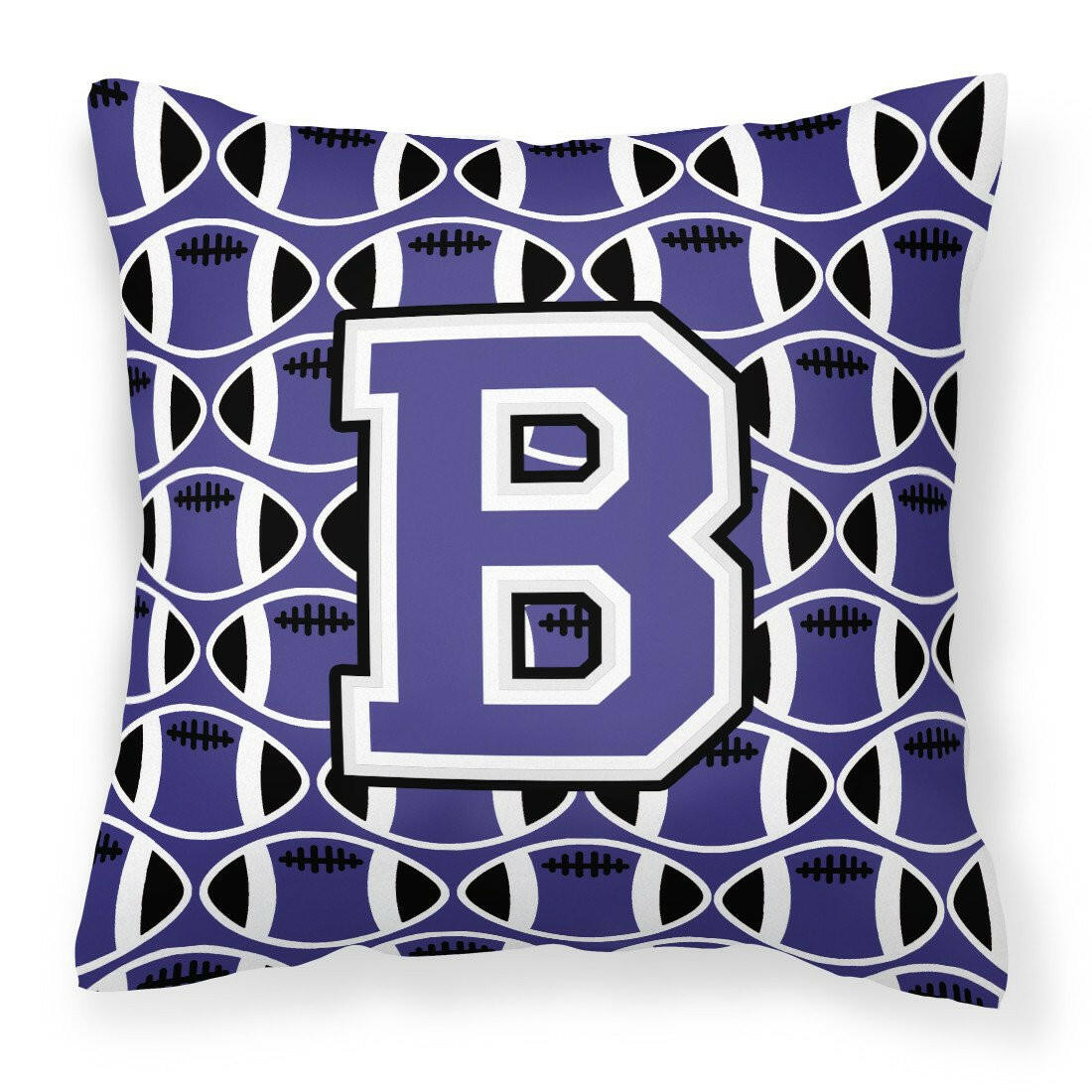 Letter B Football Purple and White Fabric Decorative Pillow CJ1068-BPW1414 by Caroline&#39;s Treasures
