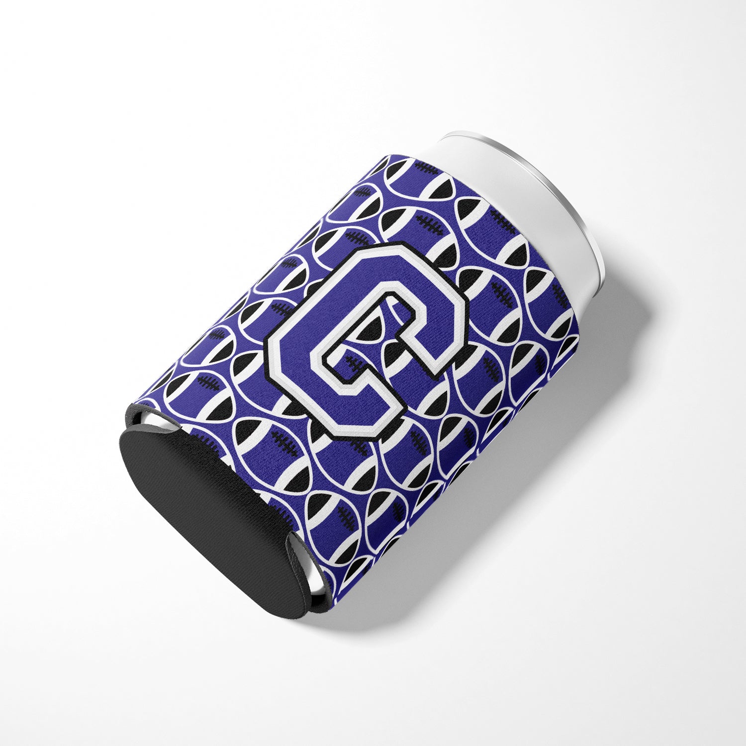 Letter C Football Purple and White Can or Bottle Hugger CJ1068-CCC