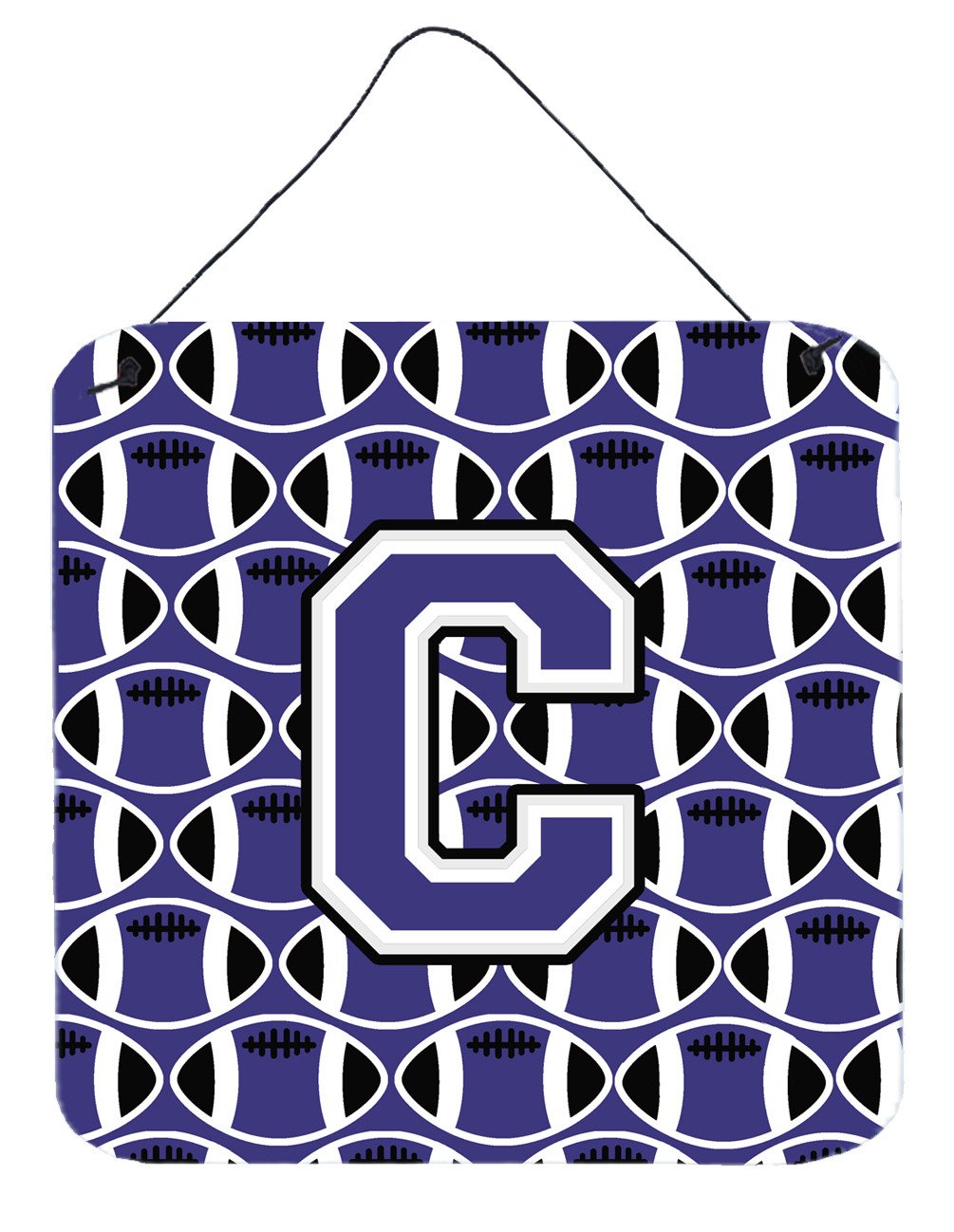 Letter C Football Purple and White Wall or Door Hanging Prints CJ1068-CDS66 by Caroline&#39;s Treasures