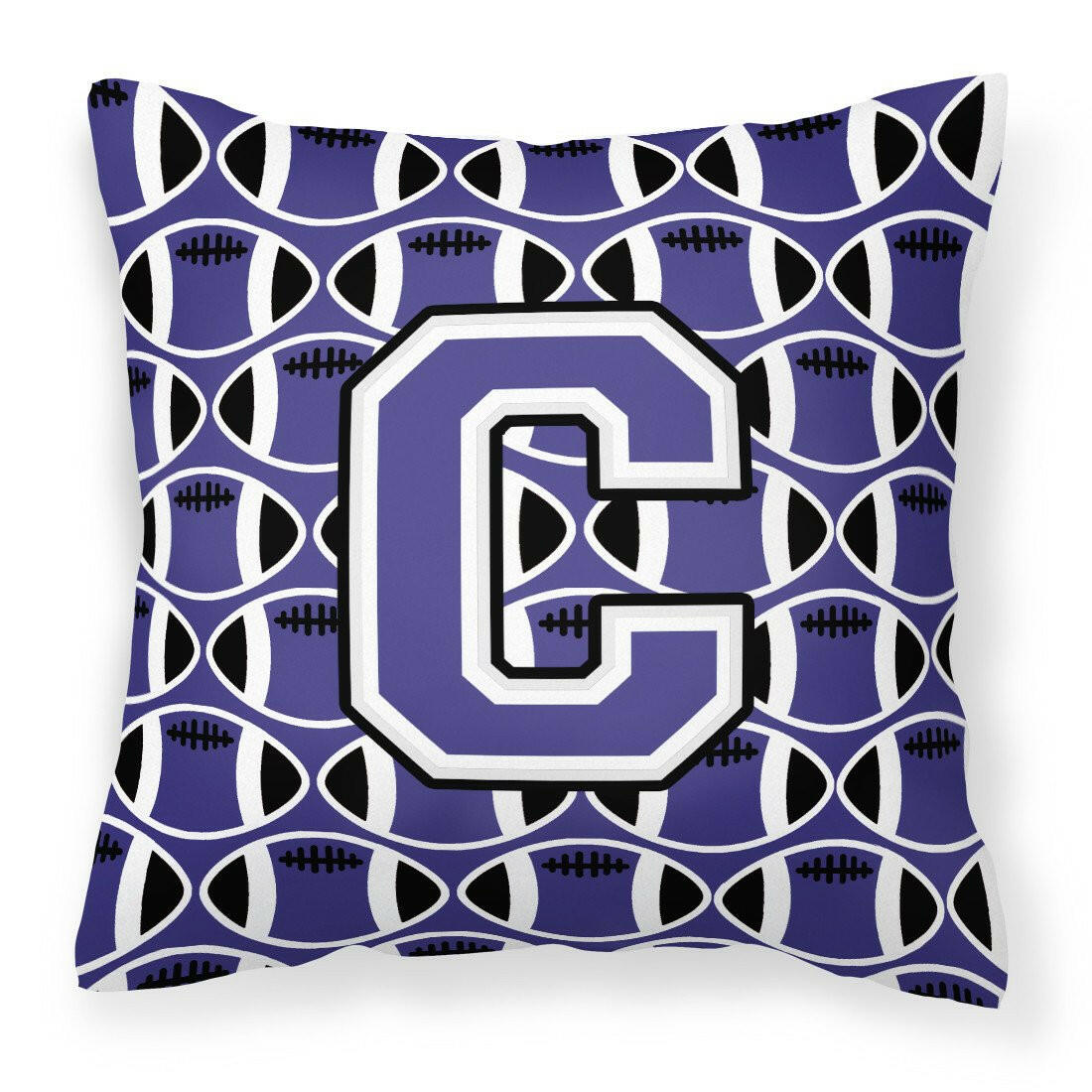 Letter C Football Purple and White Fabric Decorative Pillow CJ1068-CPW1414 by Caroline&#39;s Treasures