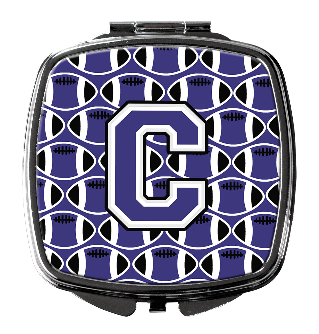 Lettre C Football Violet et Blanc Miroir Compact CJ1068-CSCM
