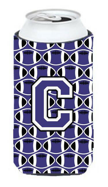 Letter C Football Purple and White Tall Boy Beverage Insulator Hugger CJ1068-CTBC by Caroline&#39;s Treasures