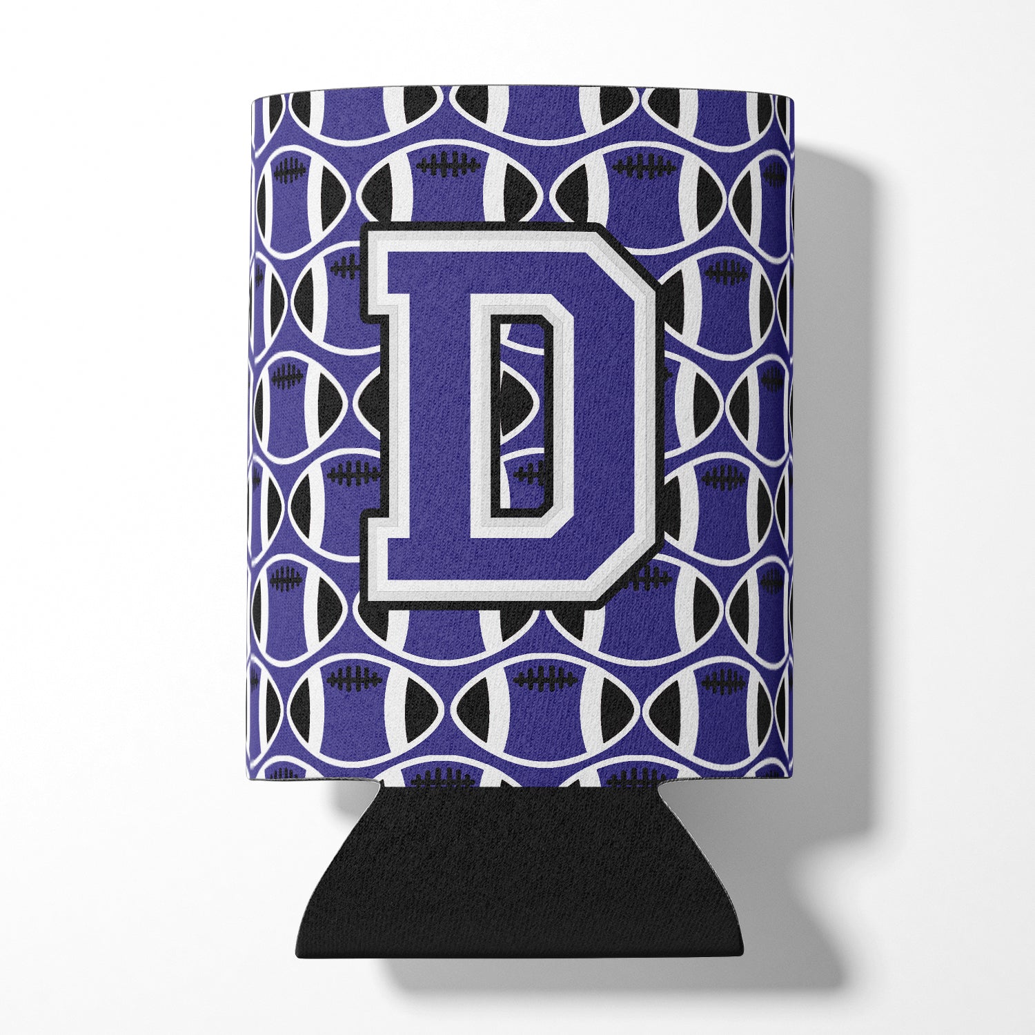 Letter D Football Purple and White Can or Bottle Hugger CJ1068-DCC.