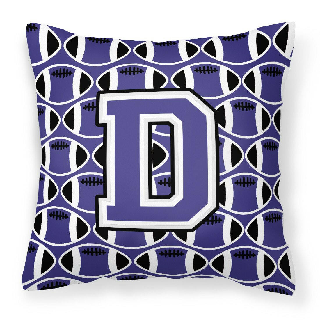Letter D Football Purple and White Fabric Decorative Pillow CJ1068-DPW1414 by Caroline&#39;s Treasures