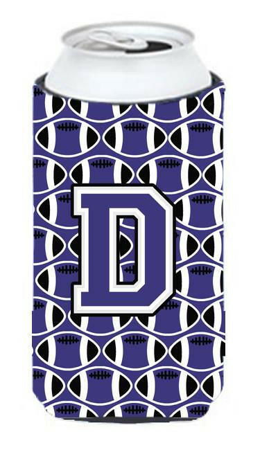 Letter D Football Purple and White Tall Boy Beverage Insulator Hugger CJ1068-DTBC by Caroline&#39;s Treasures