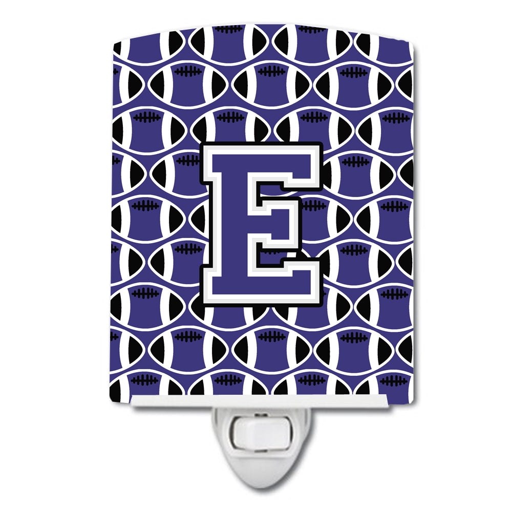 Letter E Football Purple and White Ceramic Night Light CJ1068-ECNL - the-store.com