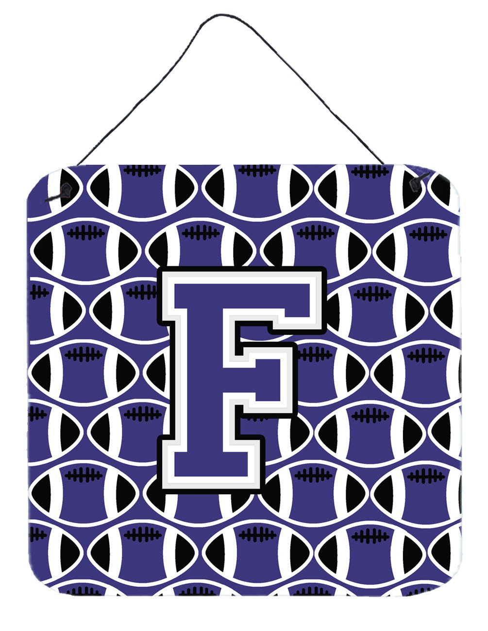 Letter F Football Purple and White Wall or Door Hanging Prints CJ1068-FDS66 by Caroline&#39;s Treasures