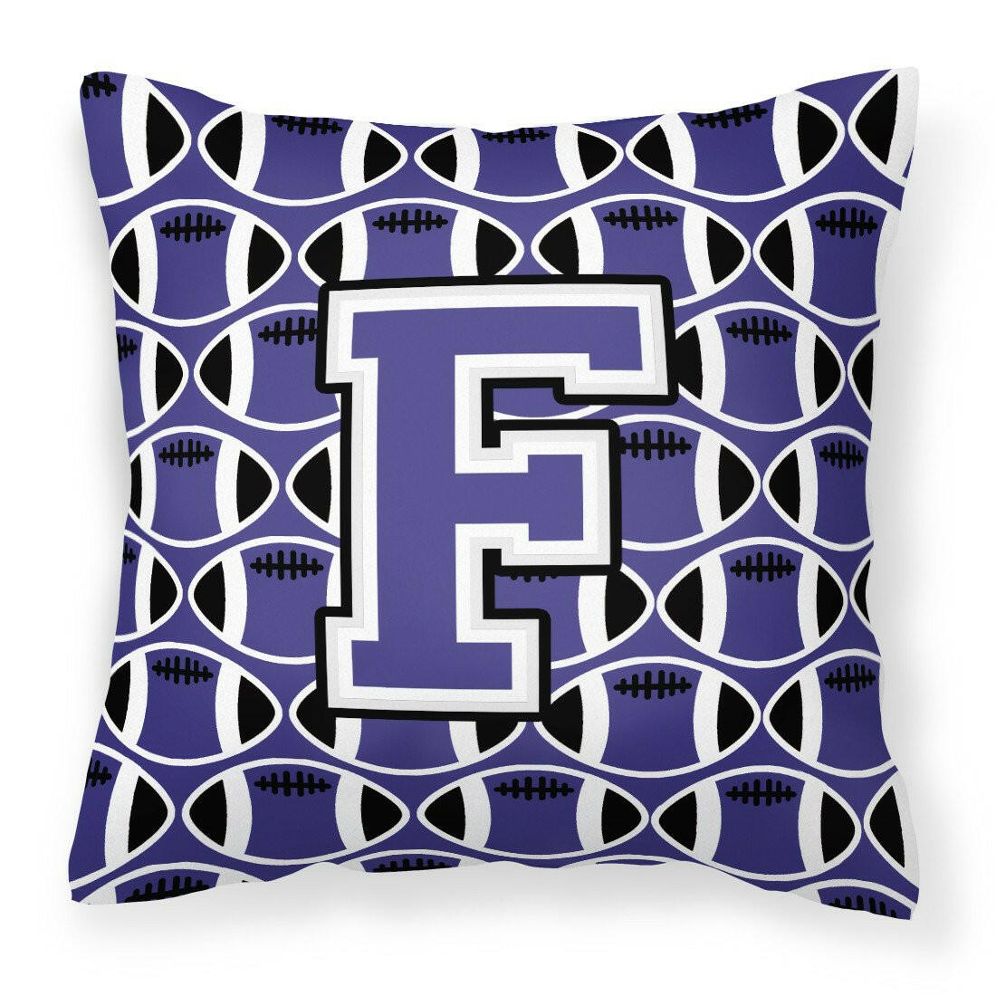 Letter F Football Purple and White Fabric Decorative Pillow CJ1068-FPW1414 by Caroline&#39;s Treasures