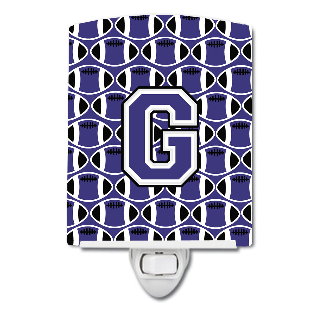 Letter G Football Purple and White Ceramic Night Light CJ1068-GCNL - the-store.com