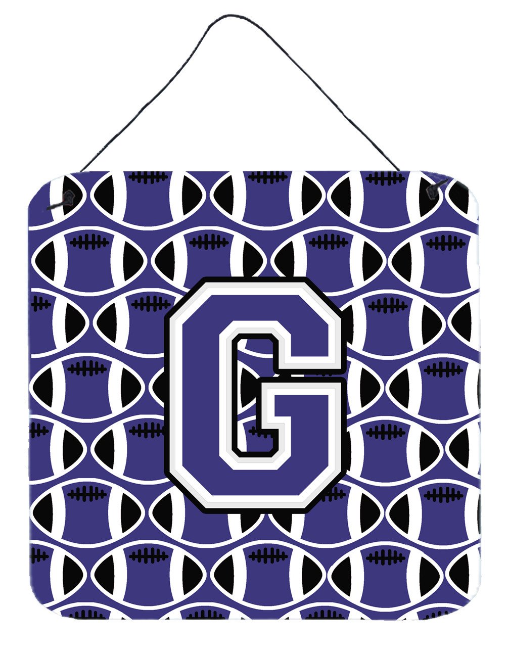 Letter G Football Purple and White Wall or Door Hanging Prints CJ1068-GDS66 by Caroline&#39;s Treasures