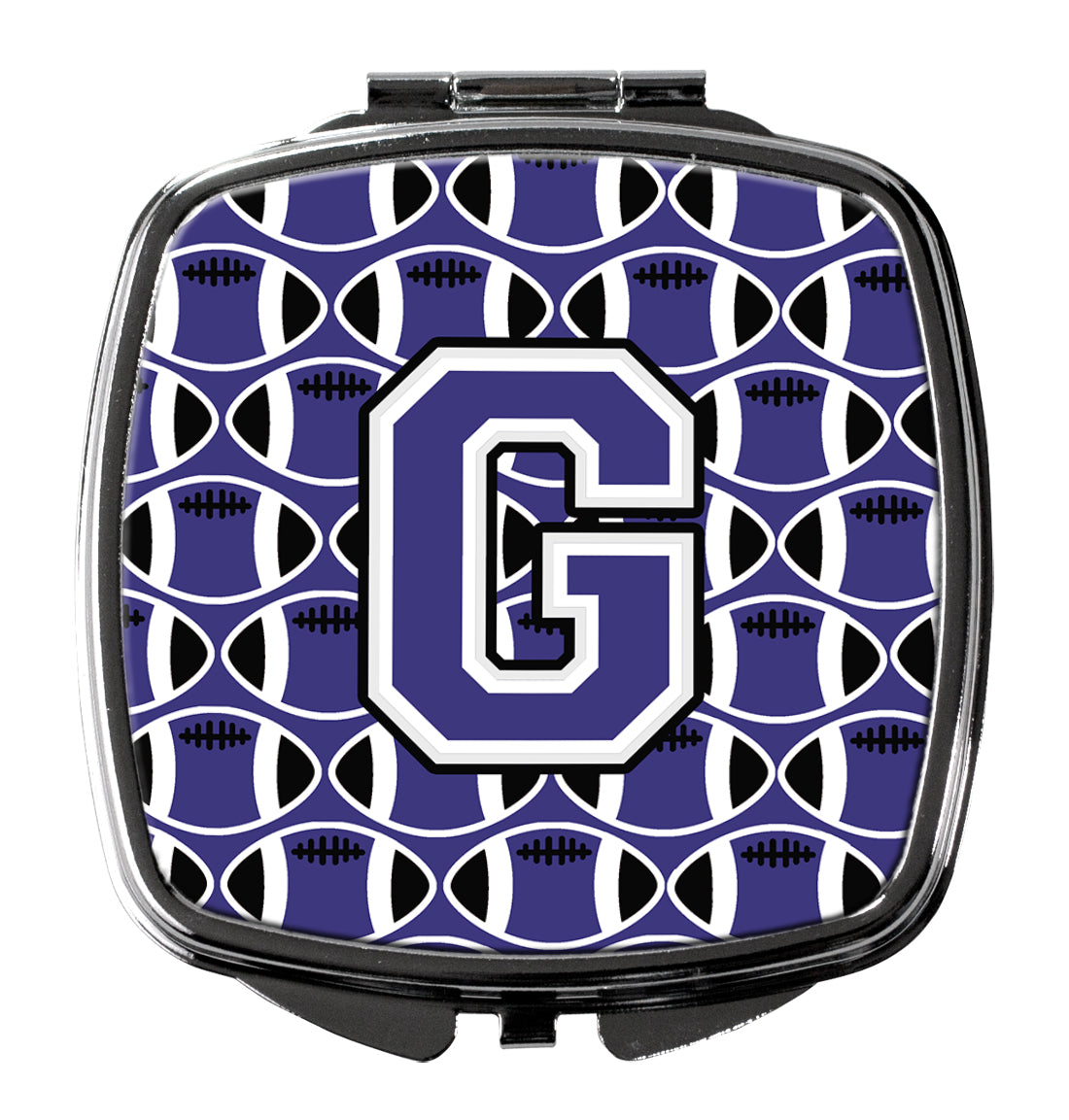 Letter G Football Purple and White Compact Mirror CJ1068-GSCM  the-store.com.