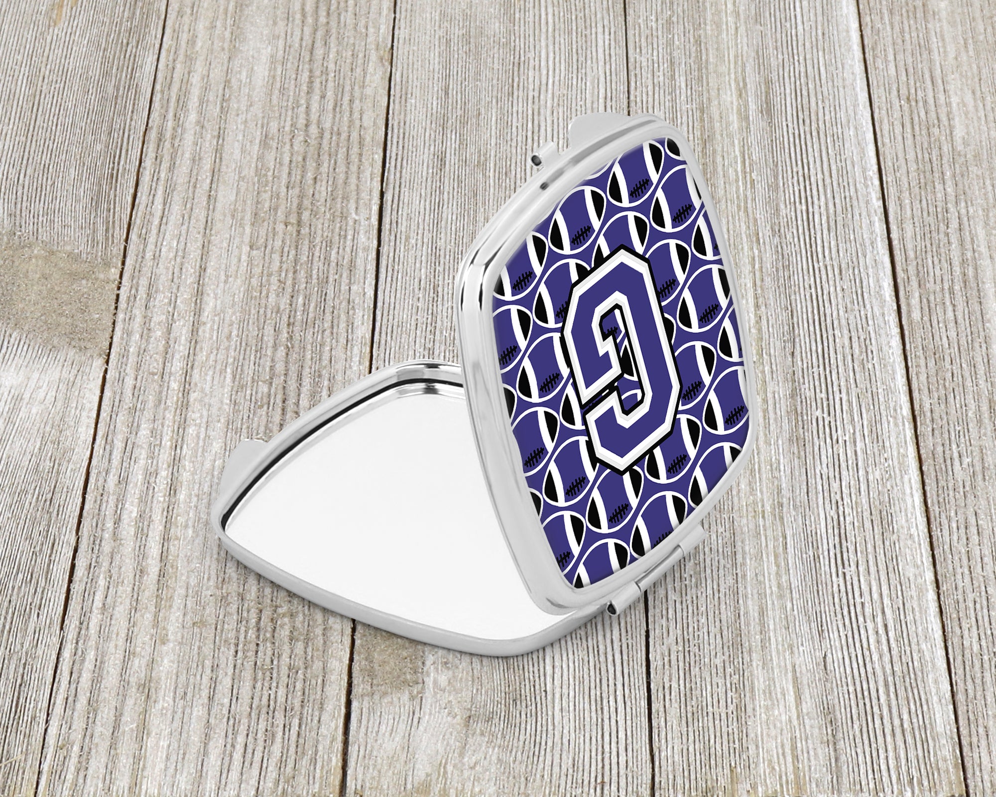 Letter G Football Purple and White Compact Mirror CJ1068-GSCM