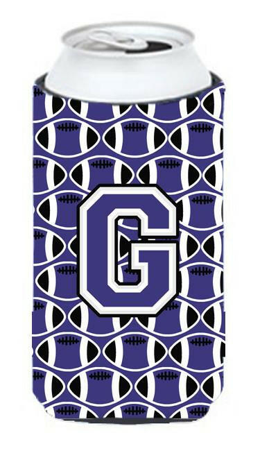Letter G Football Purple and White Tall Boy Beverage Insulator Hugger CJ1068-GTBC by Caroline&#39;s Treasures