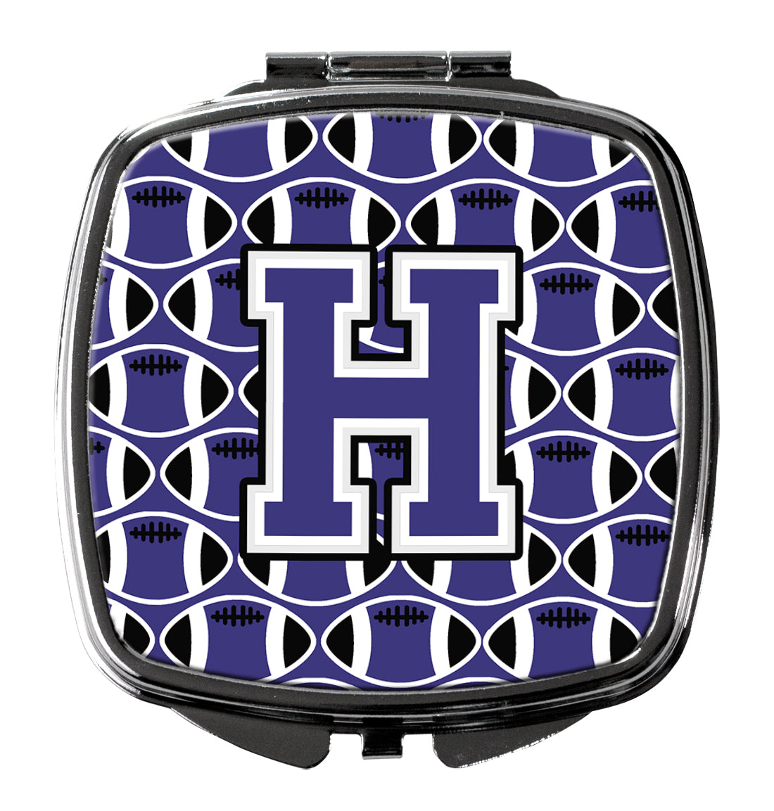 Letter H Football Purple and White Compact Mirror CJ1068-HSCM