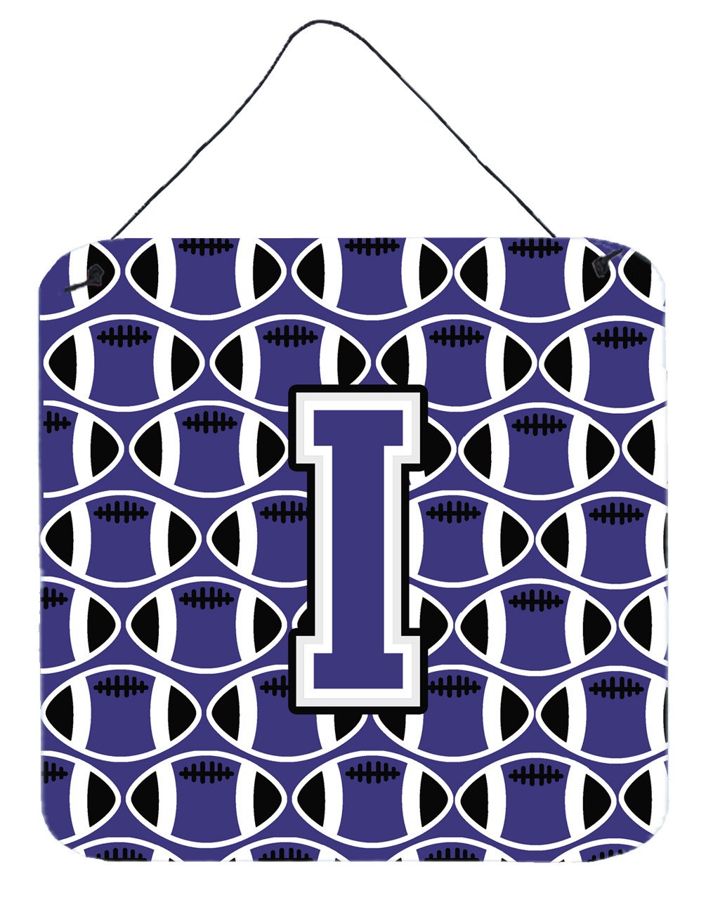 Letter I Football Purple and White Wall or Door Hanging Prints CJ1068-IDS66 by Caroline&#39;s Treasures