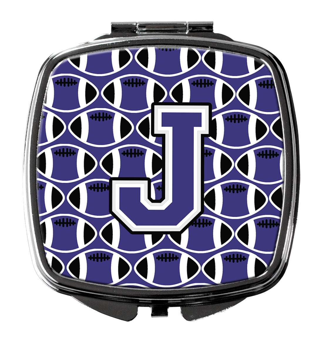 Letter J Football Purple and White Compact Mirror CJ1068-JSCM