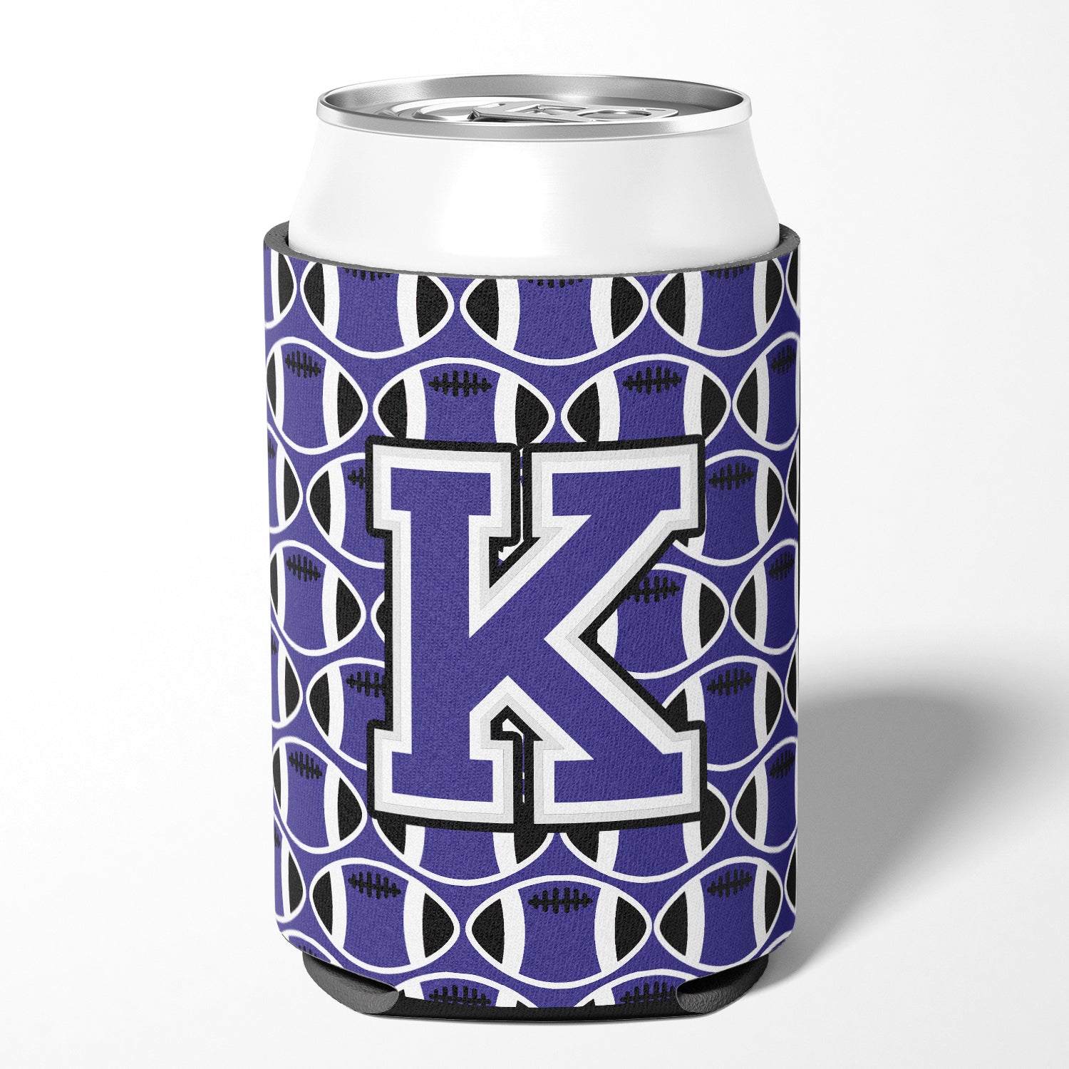 Letter K Football Purple and White Can or Bottle Hugger CJ1068-KCC.