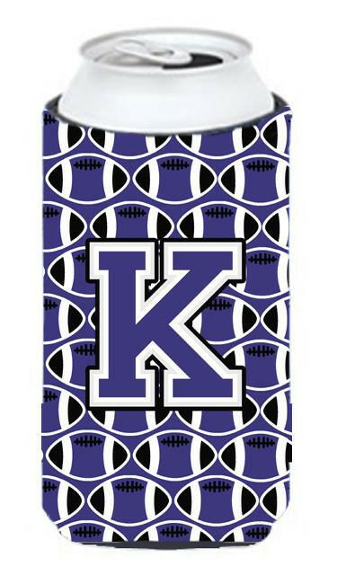 Letter K Football Purple and White Tall Boy Beverage Insulator Hugger CJ1068-KTBC by Caroline&#39;s Treasures