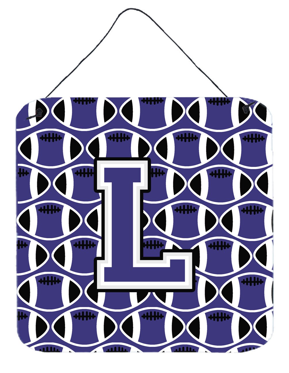 Letter L Football Purple and White Wall or Door Hanging Prints CJ1068-LDS66 by Caroline&#39;s Treasures
