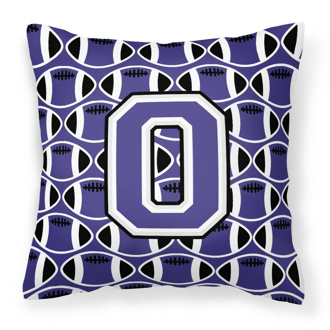 Letter O Football Purple and White Fabric Decorative Pillow CJ1068-OPW1414 by Caroline&#39;s Treasures