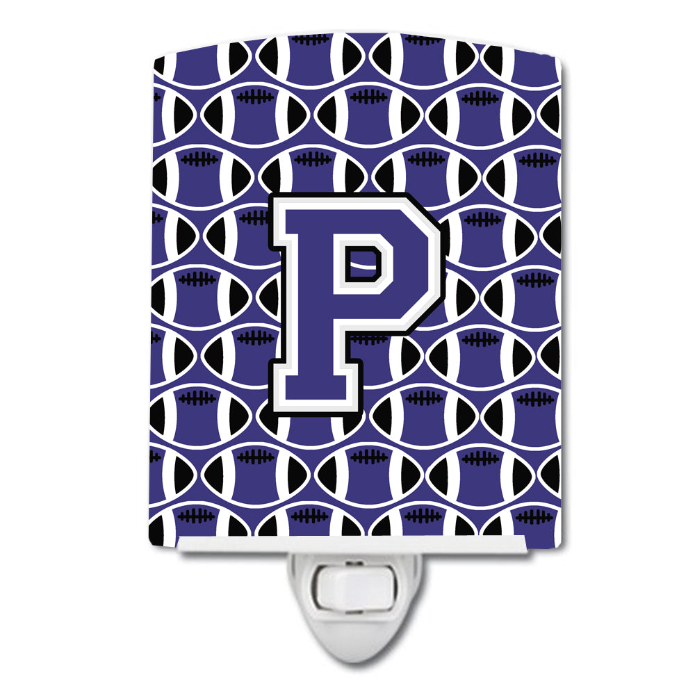Letter P Football Purple and White Ceramic Night Light CJ1068-PCNL - the-store.com
