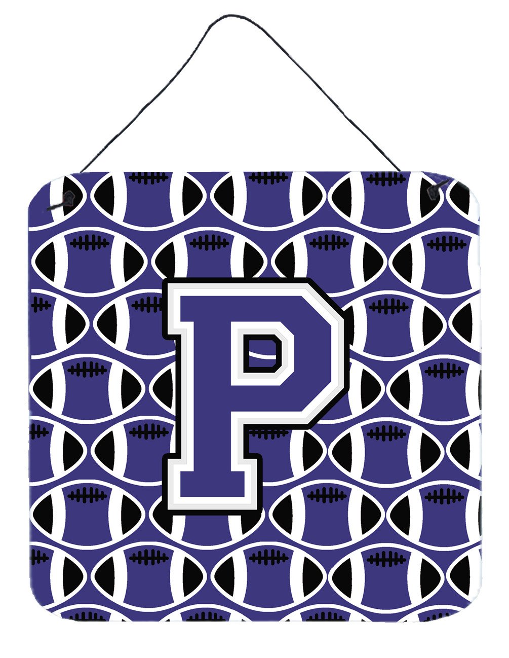 Letter P Football Purple and White Wall or Door Hanging Prints CJ1068-PDS66 by Caroline&#39;s Treasures
