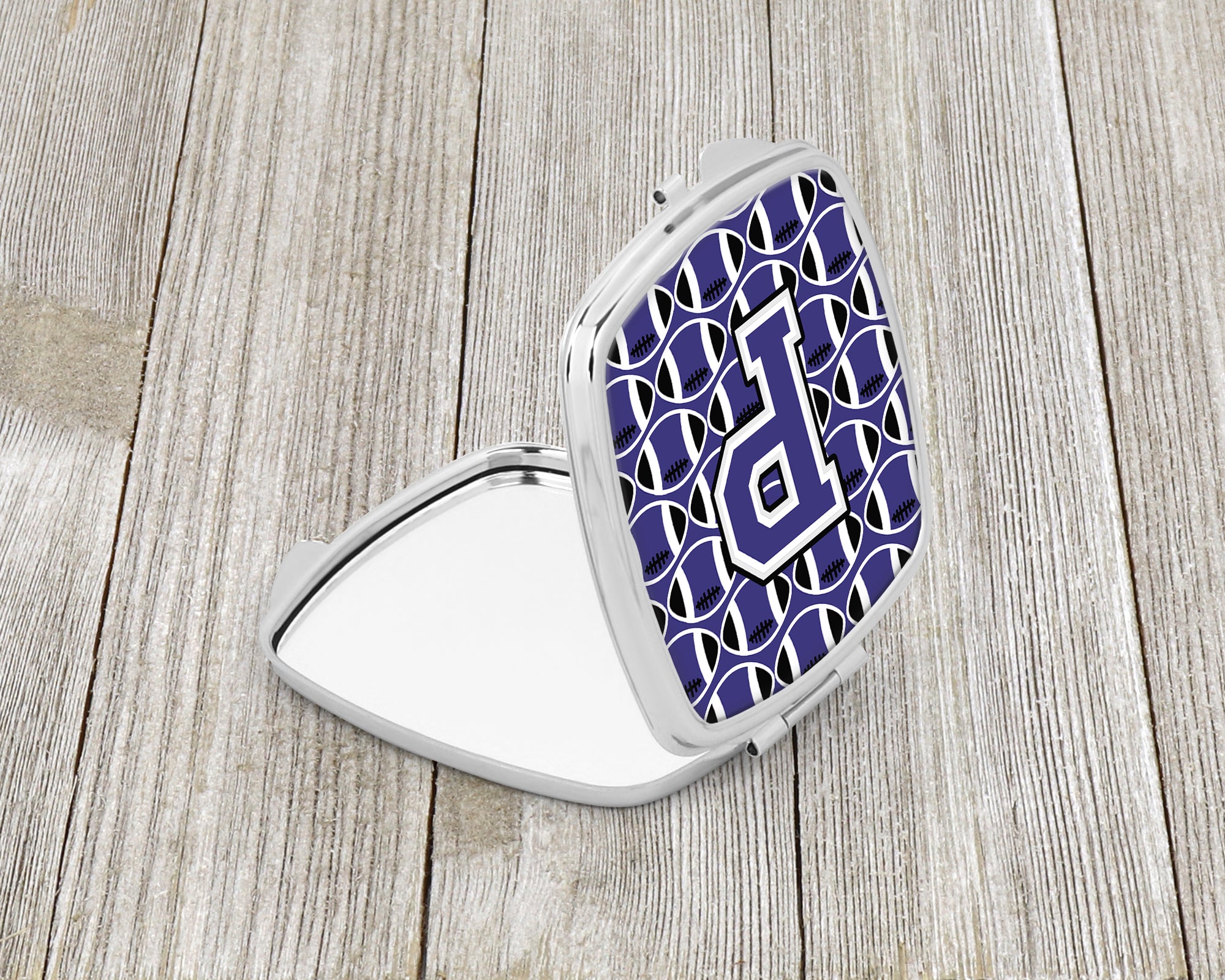 Letter P Football Purple and White Compact Mirror CJ1068-PSCM  the-store.com.