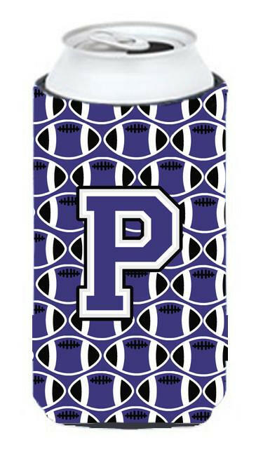 Letter P Football Purple and White Tall Boy Beverage Insulator Hugger CJ1068-PTBC by Caroline's Treasures