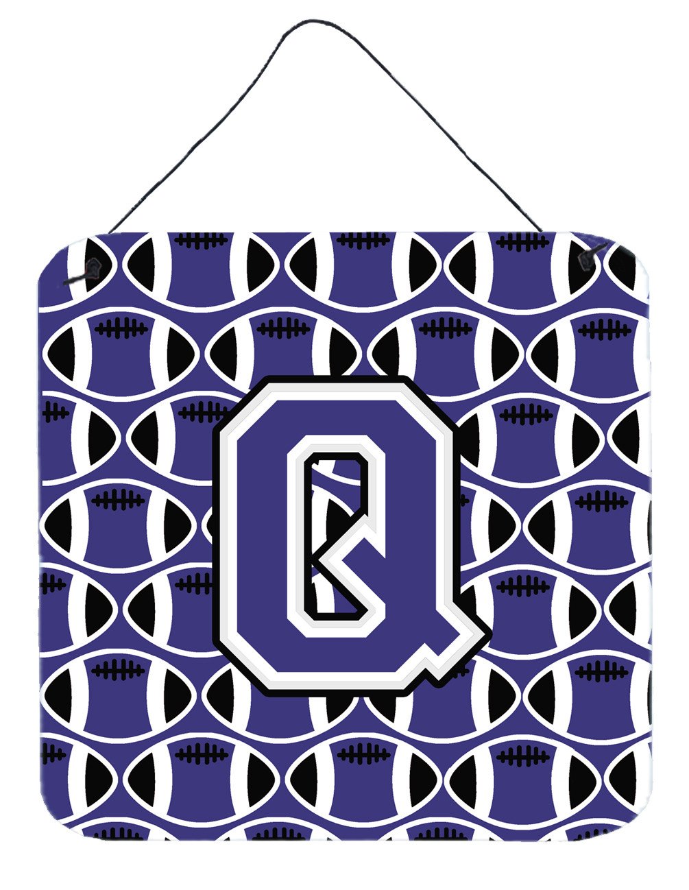 Letter Q Football Purple and White Wall or Door Hanging Prints CJ1068-QDS66 by Caroline&#39;s Treasures
