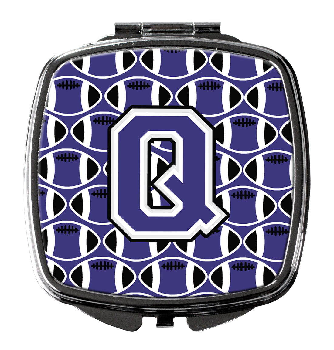 Letter Q Football Purple and White Compact Mirror CJ1068-QSCM  the-store.com.