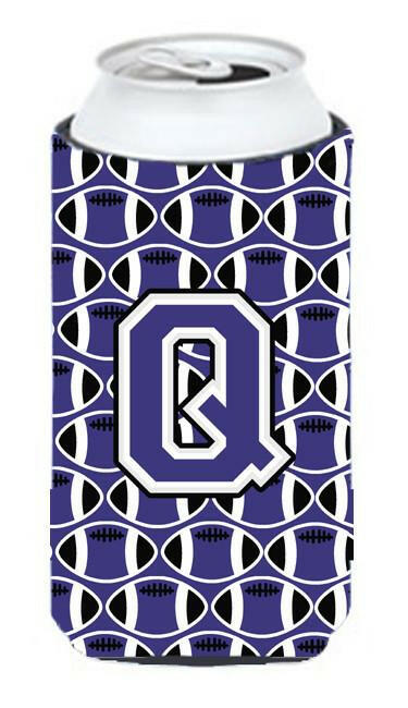 Letter Q Football Purple and White Tall Boy Beverage Insulator Hugger CJ1068-QTBC by Caroline's Treasures