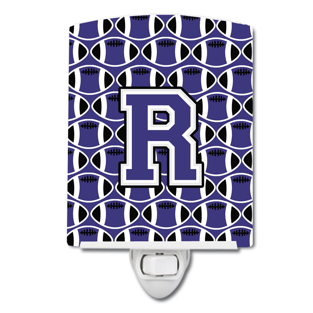 Letter R Football Purple and White Ceramic Night Light CJ1068-RCNL - the-store.com