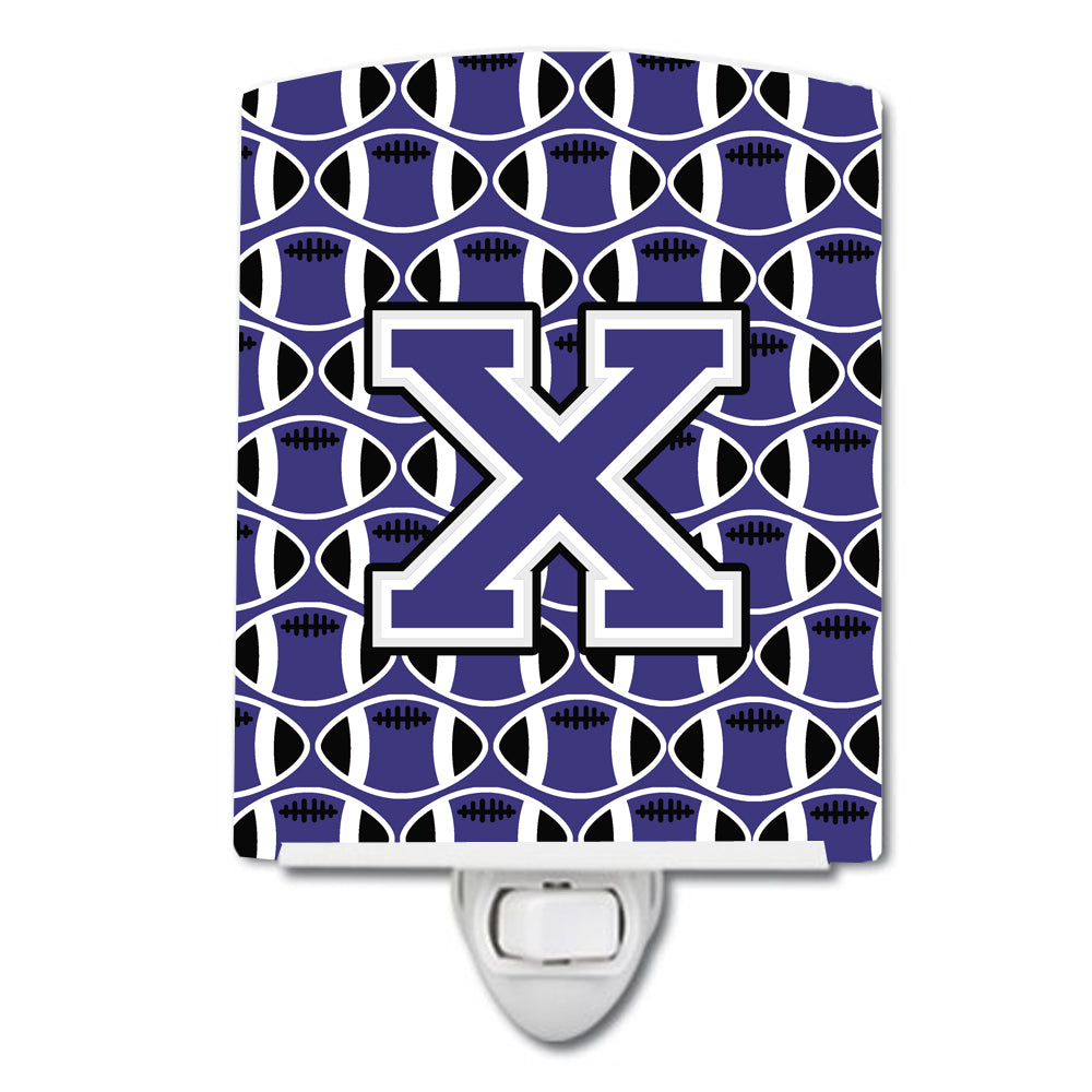 Letter X Football Purple and White Ceramic Night Light CJ1068-XCNL - the-store.com