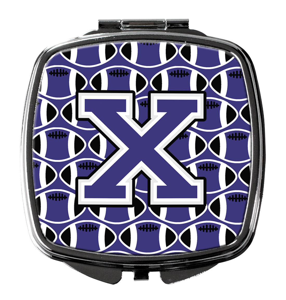 Letter X Football Purple and White Compact Mirror CJ1068-XSCM