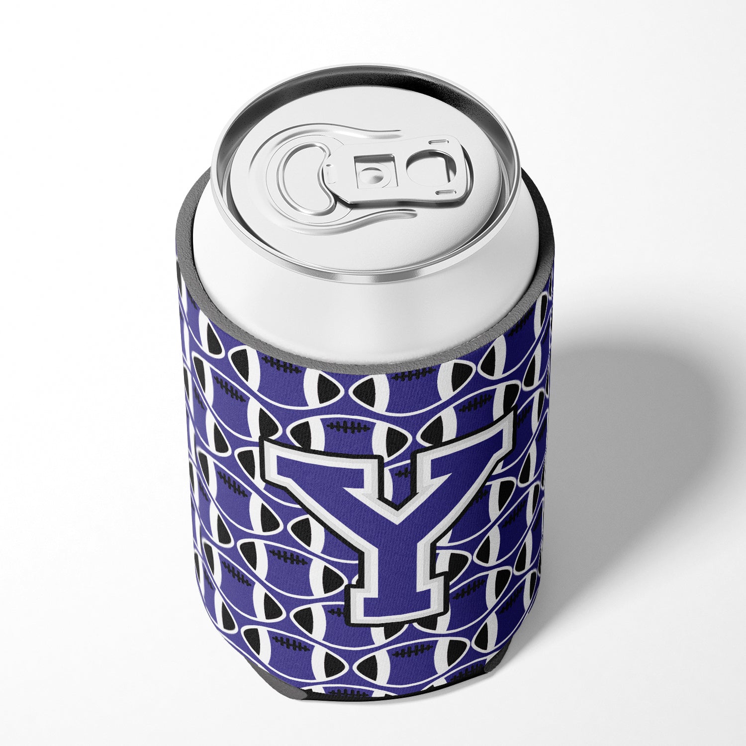 Letter Y Football Purple and White Can or Bottle Hugger CJ1068-YCC.