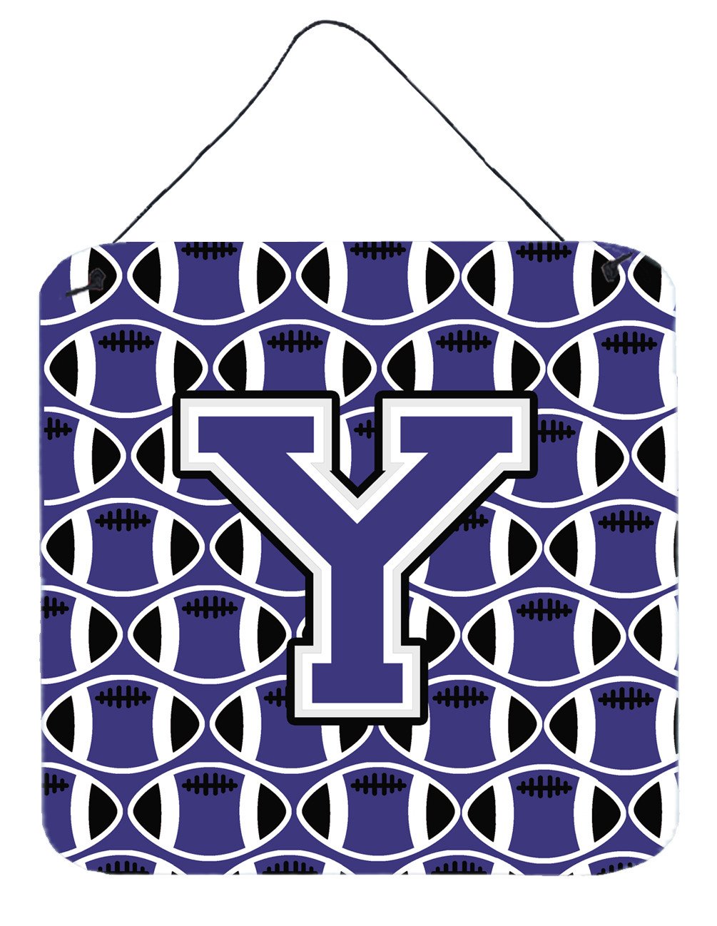 Letter Y Football Purple and White Wall or Door Hanging Prints CJ1068-YDS66 by Caroline&#39;s Treasures