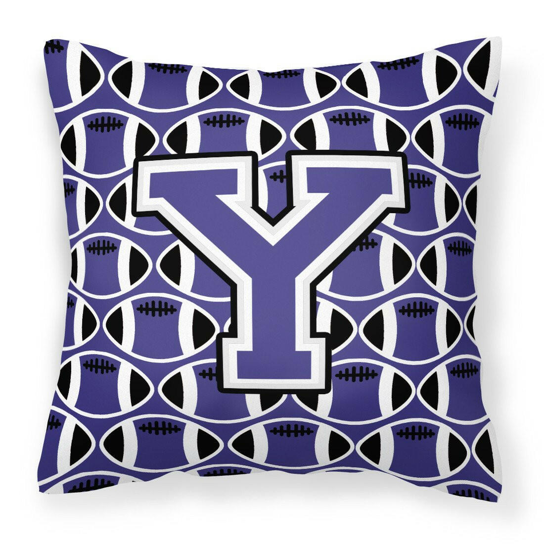 Letter Y Football Purple and White Fabric Decorative Pillow CJ1068-YPW1414 by Caroline&#39;s Treasures