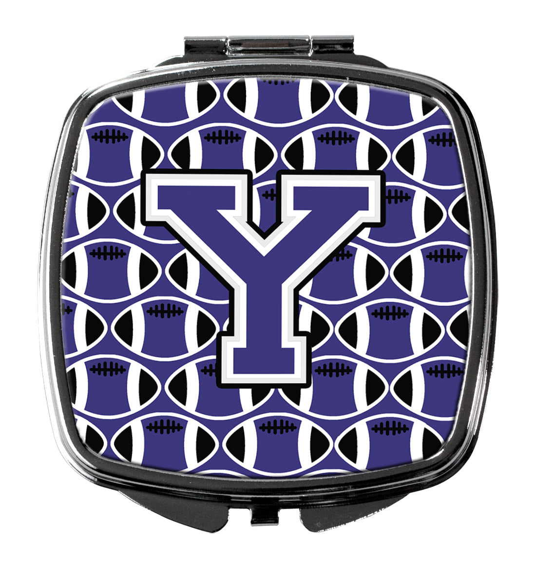Letter Y Football Purple and White Compact Mirror CJ1068-YSCM  the-store.com.