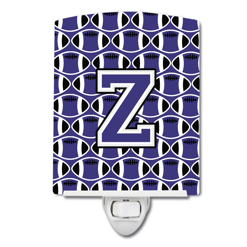 Letter Z Football Purple and White Ceramic Night Light CJ1068-ZCNL - the-store.com